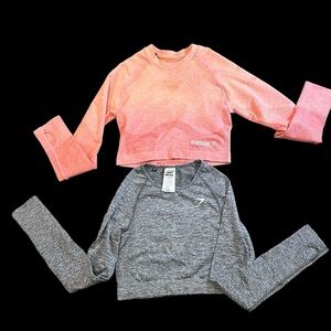 BUNDLE of GymShark Cropped Long Sleeve Workout tops size Medium‎